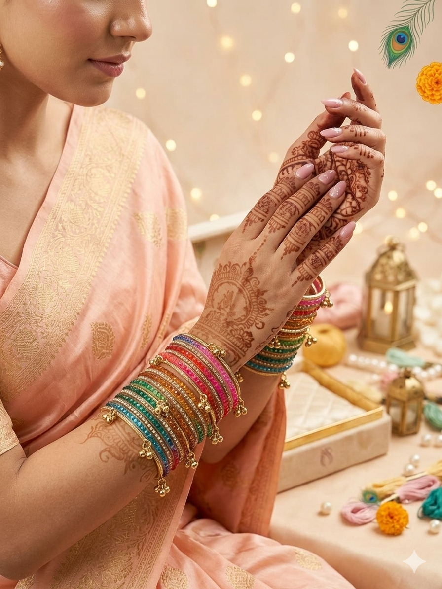 Radiant Heritage: Kashmiri Multicolor Bangle Set (19 Pieces)