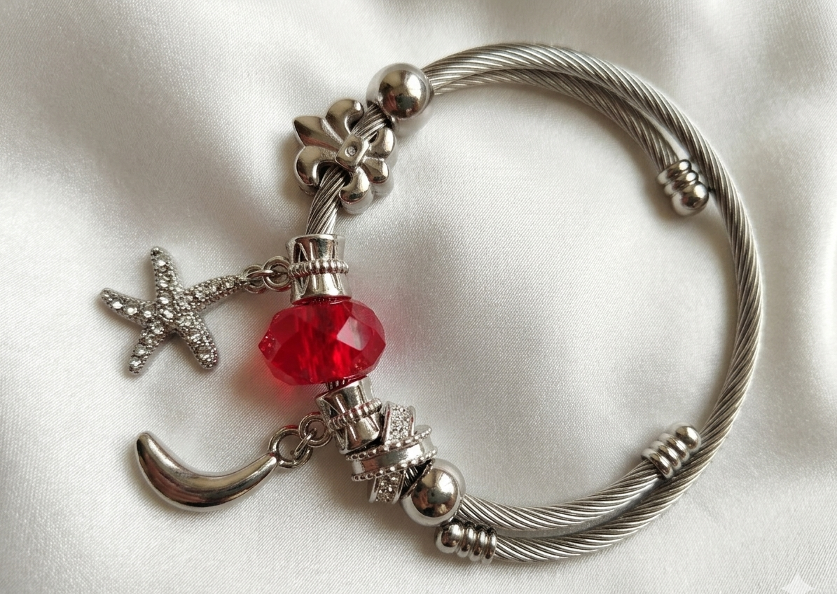 Celestial Industrial: Twisted Steel Charm Kada