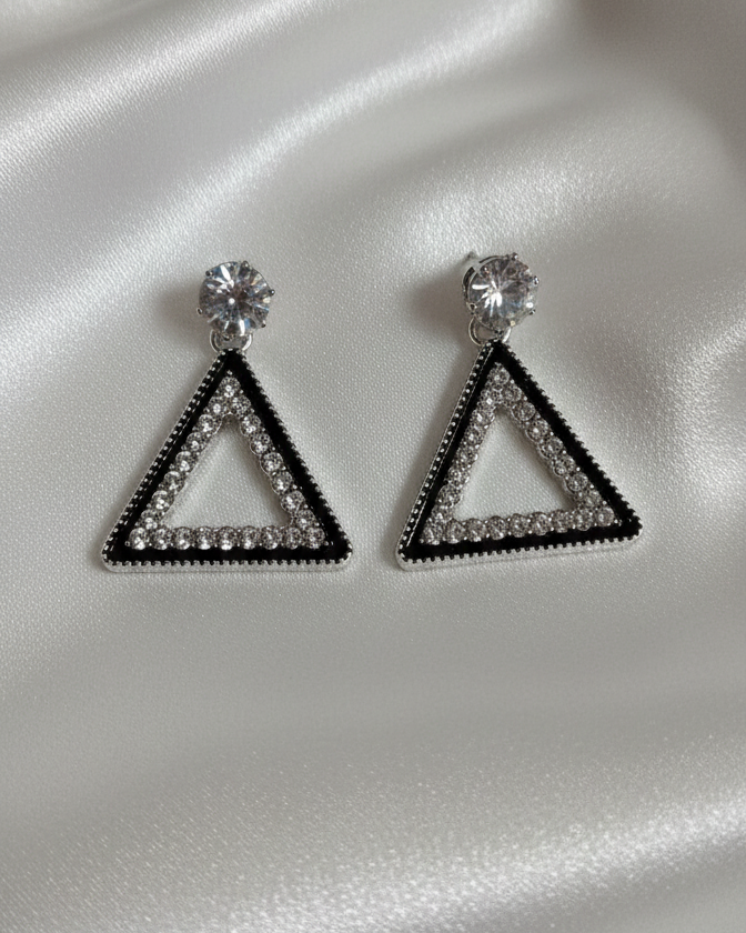Geometric Crystal Triangle Earrings