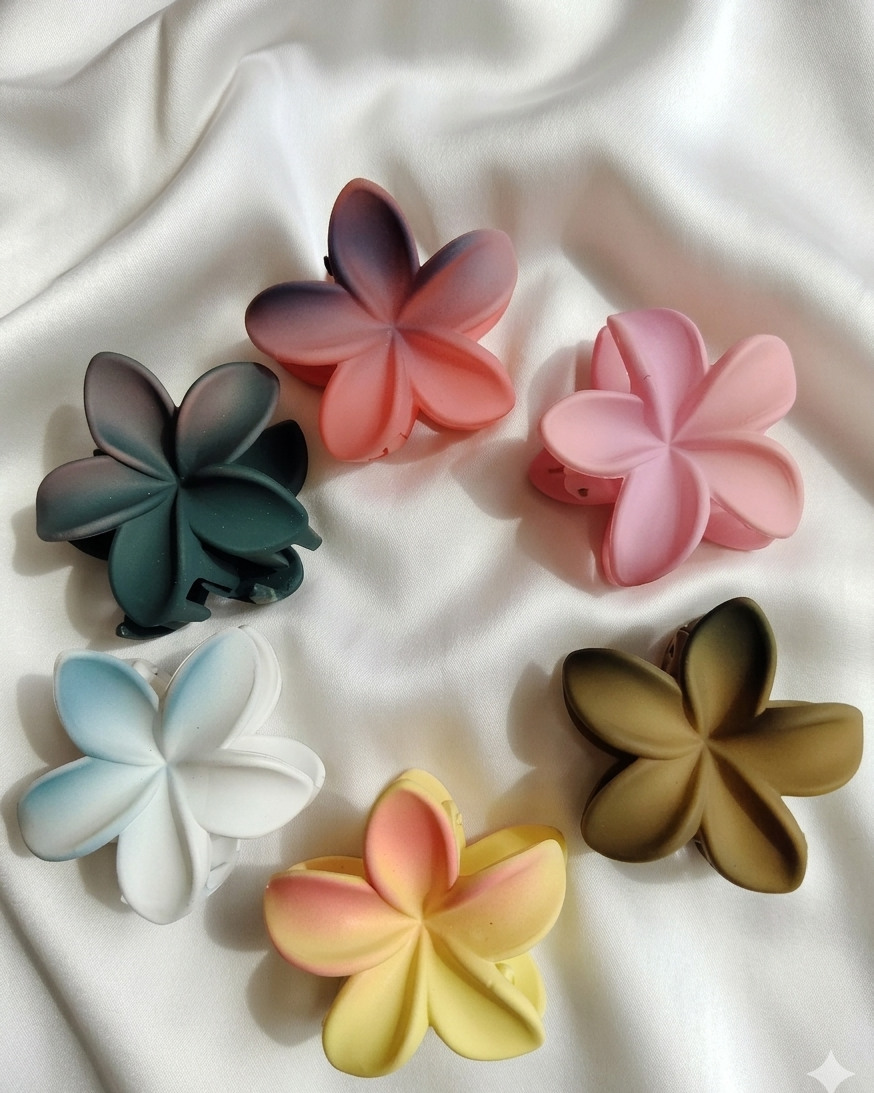 Tropical Bloom: Matte Frangipani (Champa) Hair Claws