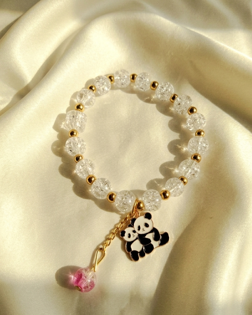 Whimsical Wonders: Crackle Crystal Charm Bracelet Collection