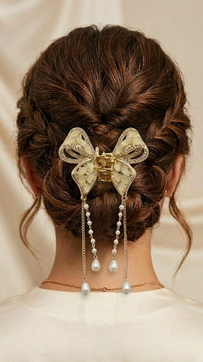 Gilded Butterfly Tassel Claw Clip