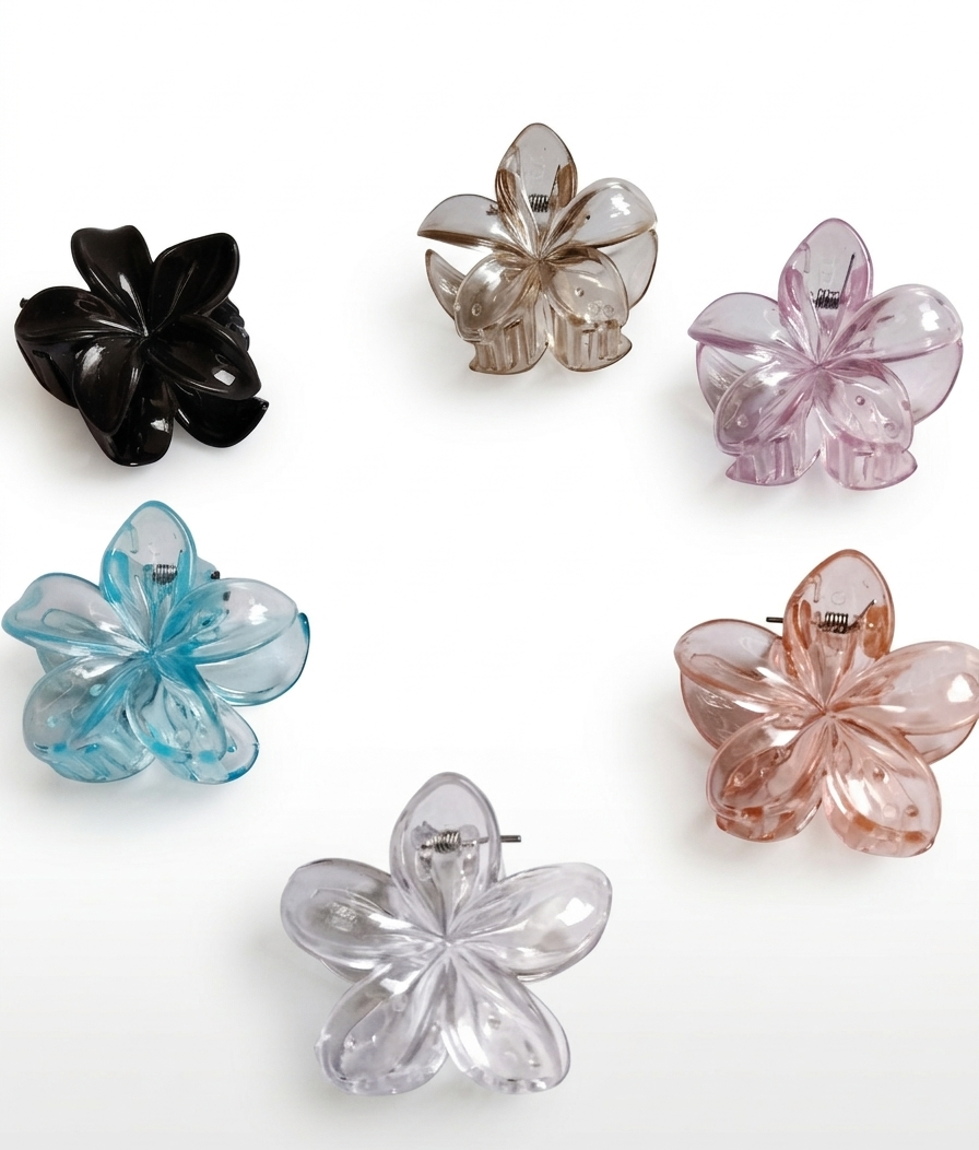 Crystal Dewdrop: Glass-Finish Mini Champa Hair Claws