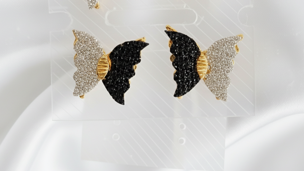 Monochrome Noir Butterfly Studs