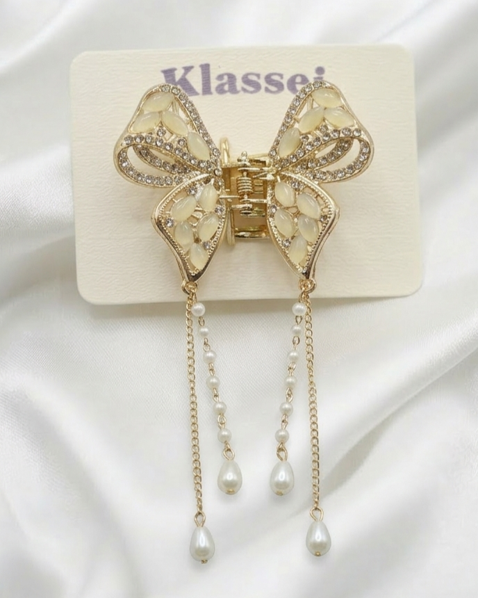 Gilded Butterfly Tassel Claw Clip