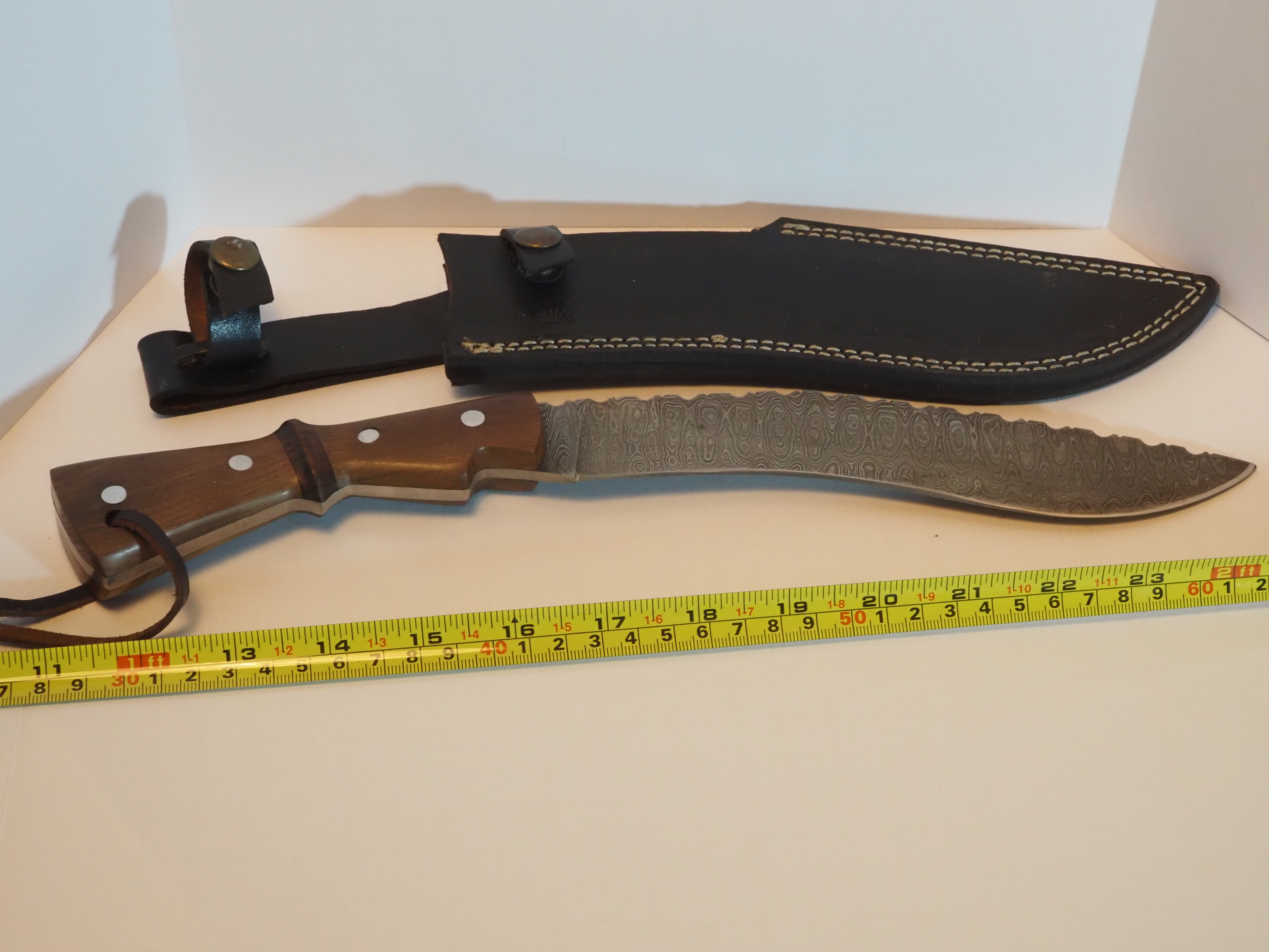 8.5" Kukri-style Damascus Full Tang Knife