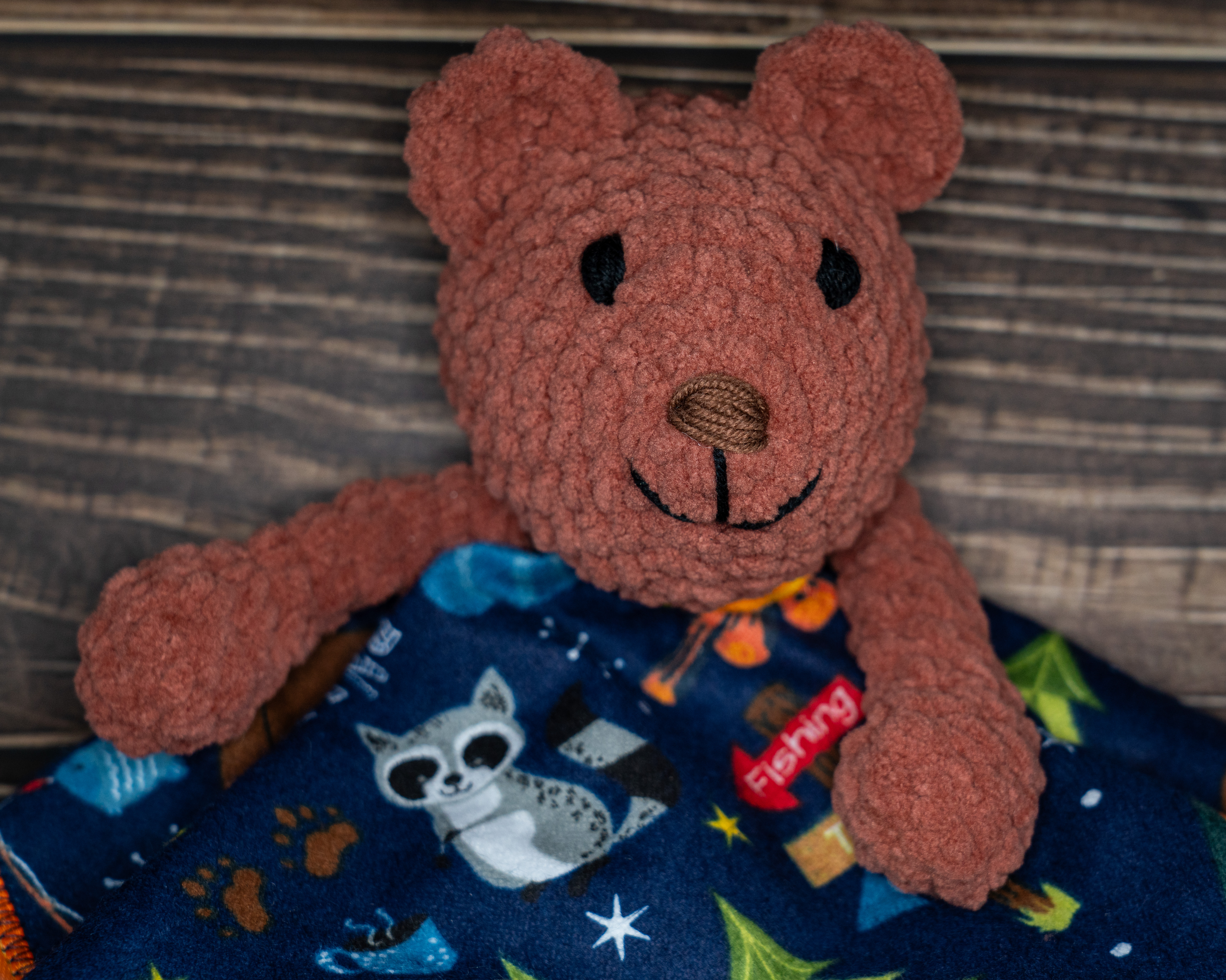 Bear Let's Go Camping -  Baby Lovey Blanket