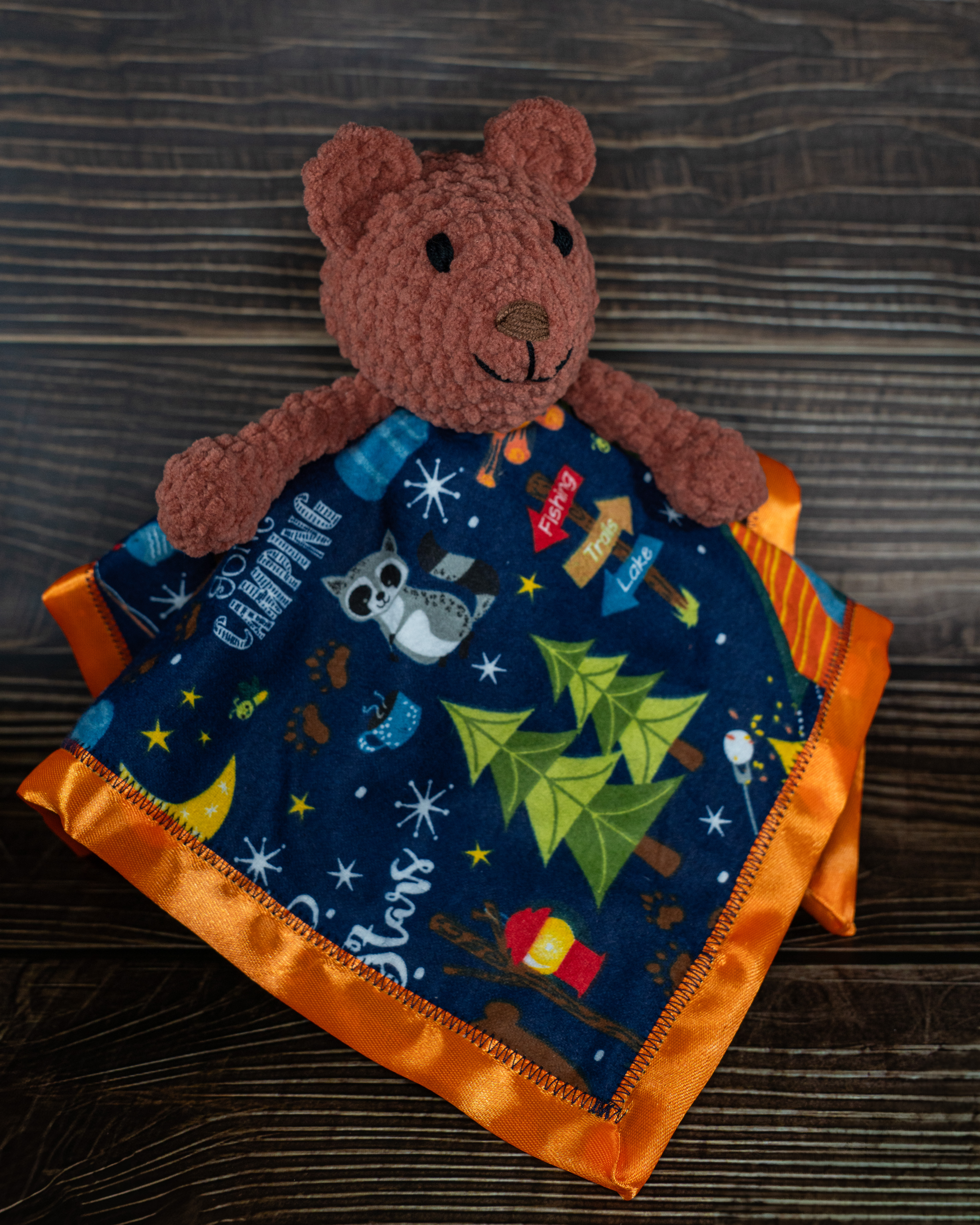 Bear Let's Go Camping -  Baby Lovey Blanket