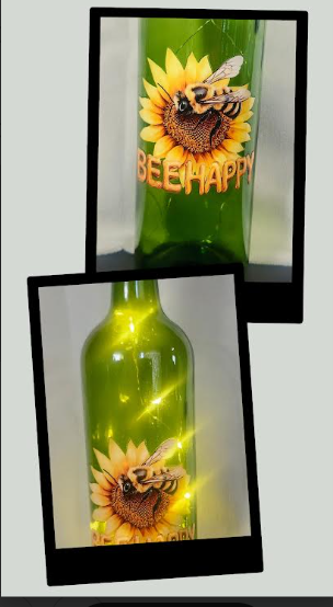 Bee Happy LED Glass Bottle