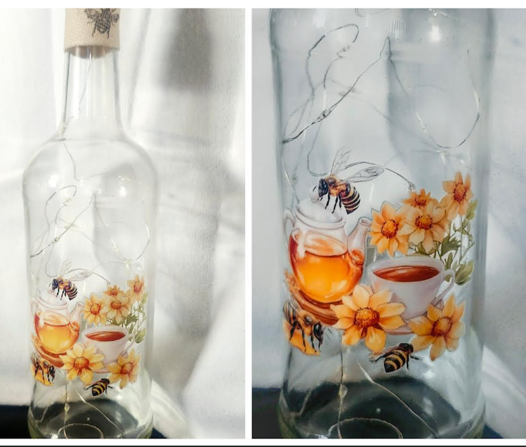 Illuminated Bumble Bee Wine Bottles
