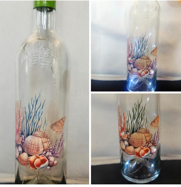 Illuminated Coral Reef Wine Bottles