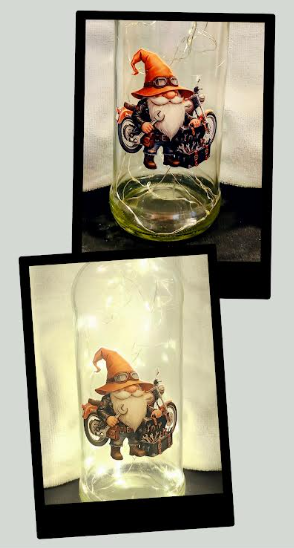 Gnome Motorcycle LED Bottle Lamp