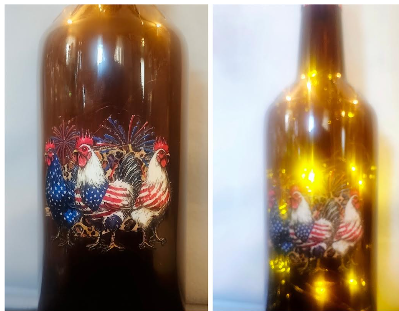 Illuminated Patriotic Wine Bottles