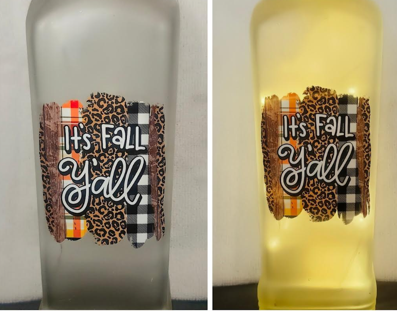 Illuminated Fall Wine Bottle