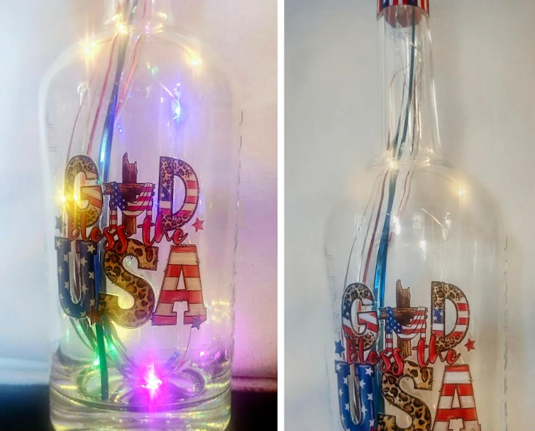 Illuminated Patriotic Wine Bottles