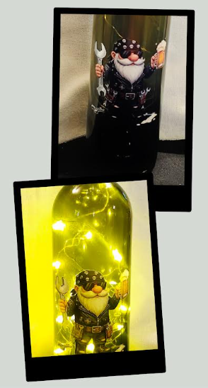 Biker Gnome Decor LED Bottle
