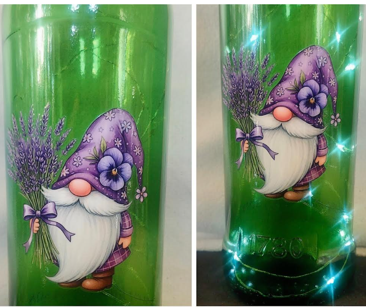 Illuminated Purple Gnome Wine Bottles