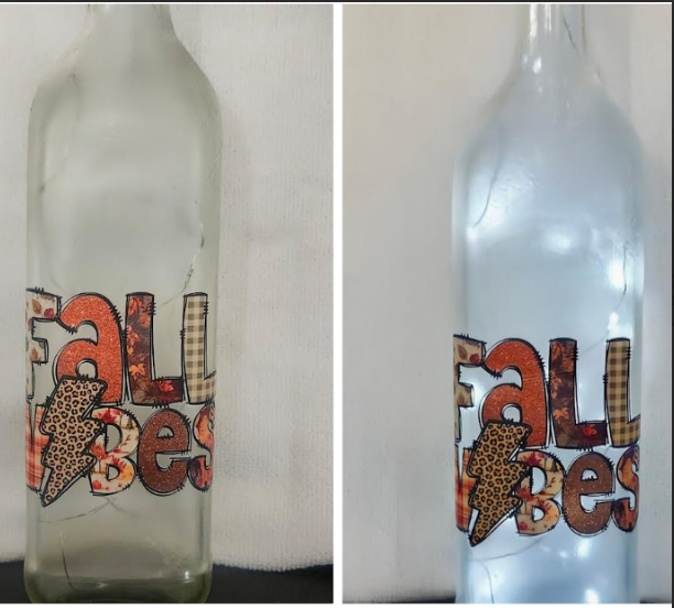 Fall-Themed Lighted Wine Bottle