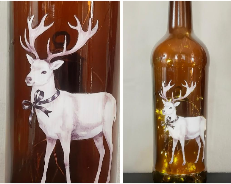 Illuminated Christmas Wine Bottles