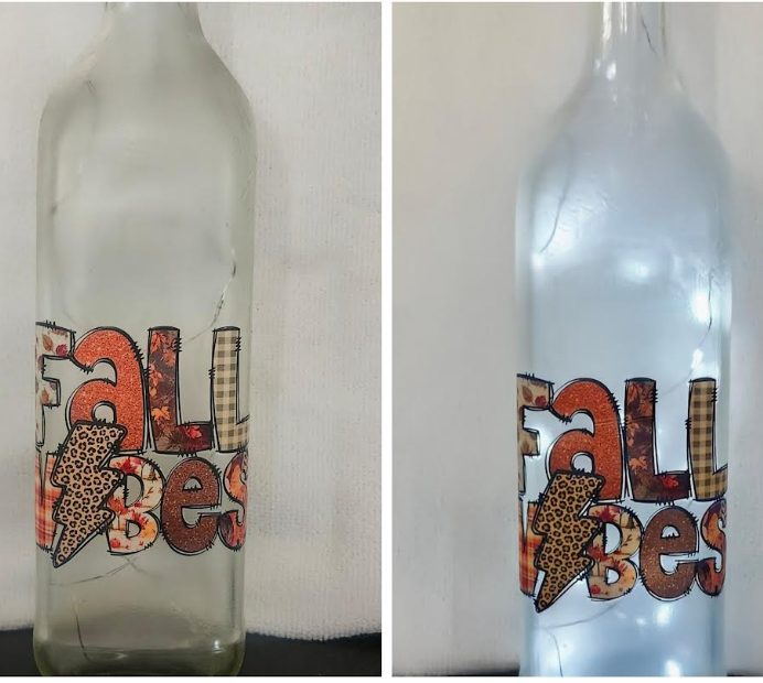 Illuminated Fall Wine Bottles