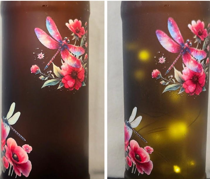 Illuminated Dragonfly Wine Bottles
