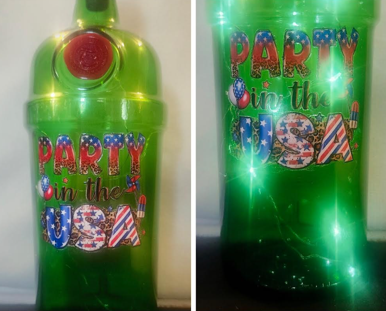 Illuminated Patriotic Wine Bottles