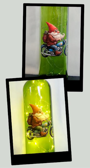 Gnome Motorcycle LED Bottle Lamp