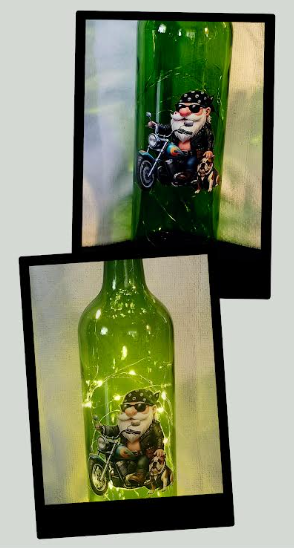 Biker Gnome Lighted Bottle