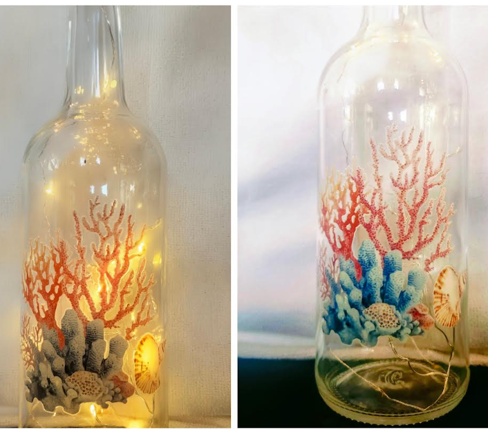 Illuminated Coral Reef Wine Bottles