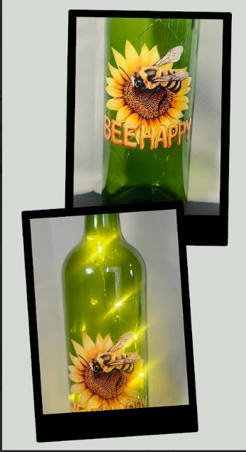 Illuminated Bumble Bee Wine Bottles