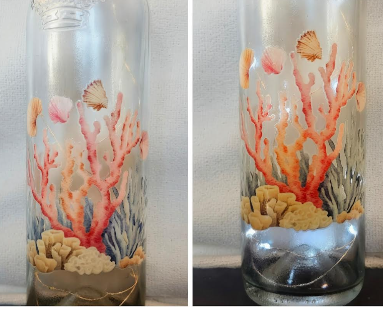 Illuminated Coral Reef Wine Bottles