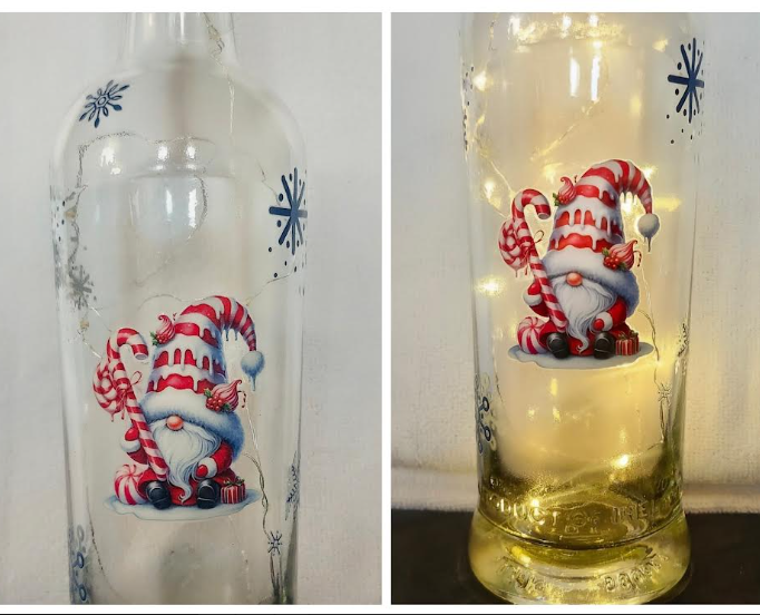 Santa Gnome Decorative Lighted Bottle