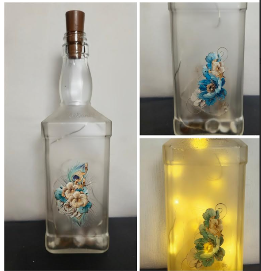 Frosted Floral LED Bottle