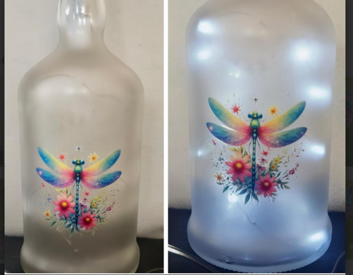 Dragonfly Frosted LED Bottle Lamp