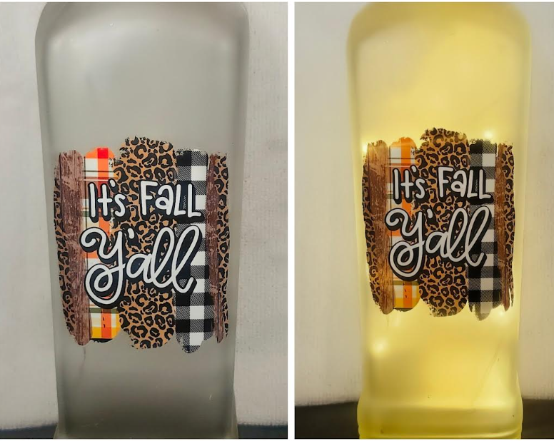 Illuminated Fall Wine Bottles