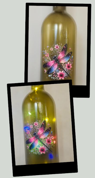 Illuminated Dragonfly Wine Bottles