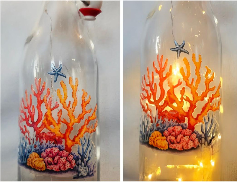 Illuminated Coral Reef Wine Bottles