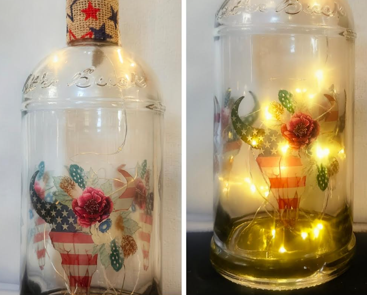 Illuminated Patriotic Wine Bottles