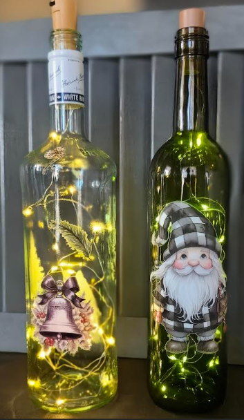 Illuminated Christmas Gnomes Wine Bottle