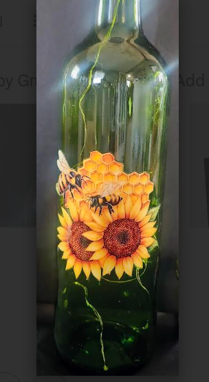 Handcrafted Sunflower LED Bottle