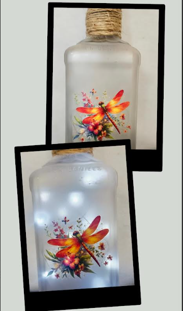 Illuminated Dragonfly Wine Bottles