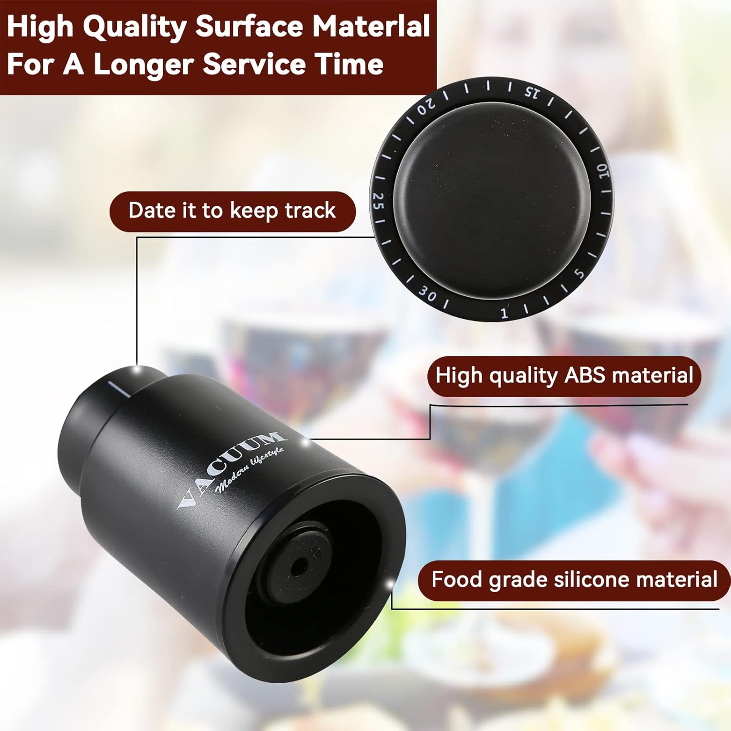 Wine Bottle Stoppers, Real Vacuum Stoppers, Reusable Wine Preserver