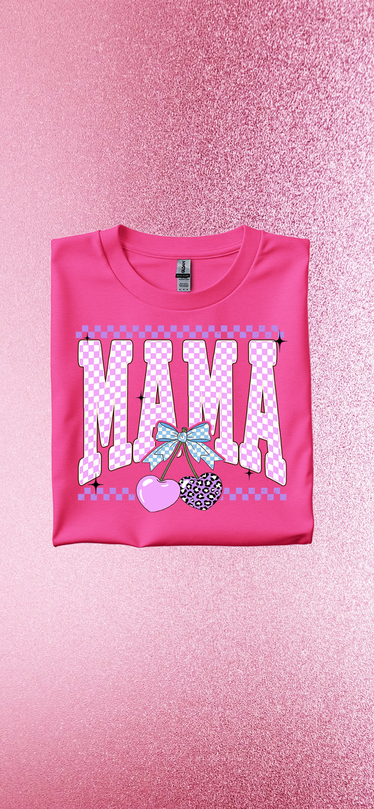 Checkered MAMA w/ Cherry Hearts