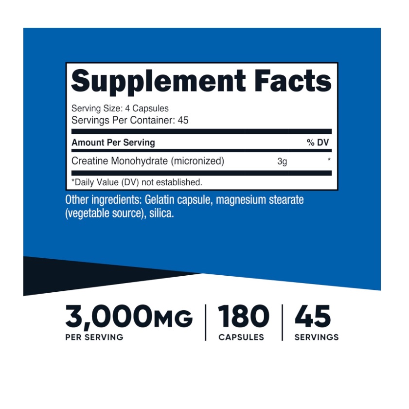 Suplemento En Cápsula Nutricost Creatina 180 Cápsulas 45 Servicios Sin Sabor