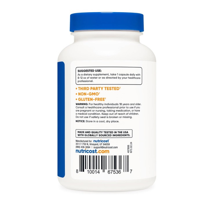 Nutricost N-acetil L-cisteína (nac) 600 Mg, 120 Cápsulas Sin Sabor