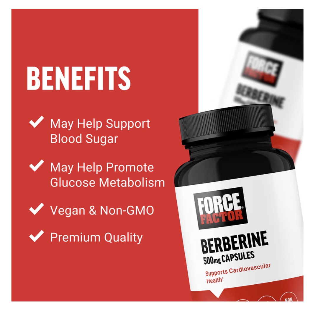 Suplemento Berberina 500mg Por Servicio 60 Cápsulas Sin Sabor