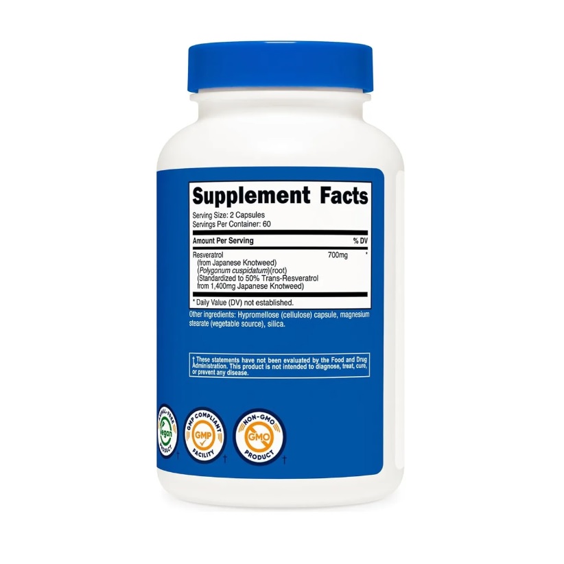 Nutricost Resveratrol De Alta Calidad 700mg 120 Cápsulas 60 Servicios