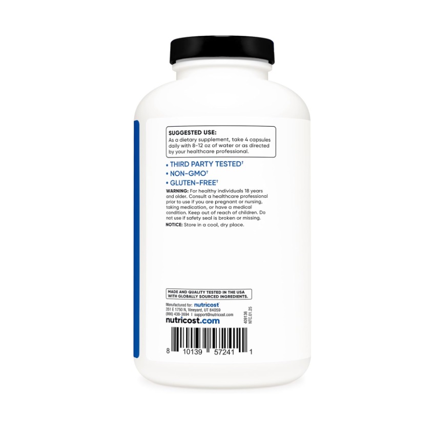 Suplemento Nutricost De Monohidrato De Creatina Micronizada 500 Cápsulas 125 Servicios