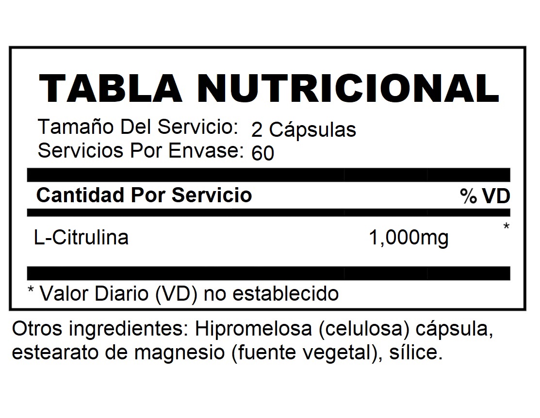 Suplemento Nutricost L-citrulina 1000 Mg 120 Cápsulas