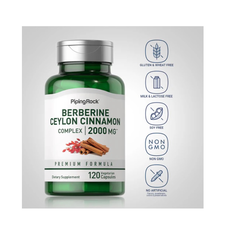 Complejo De Berberina Y Canela De Ceilán 2000 Mg 120 Cápsulas Vegetarianas